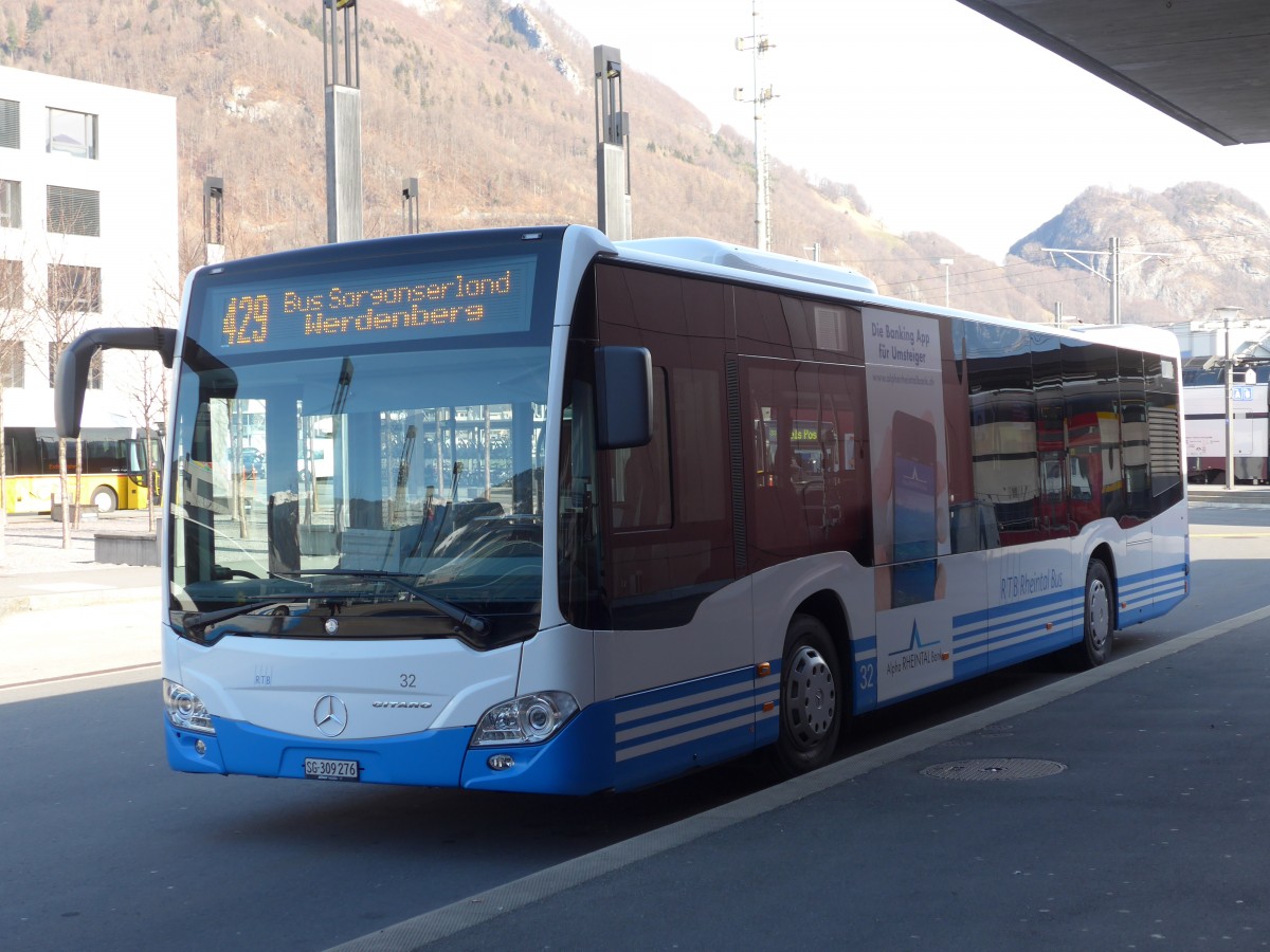 (168'945) - RTB Altsttten - Nr. 32/SG 309'276 - Mercedes am 27. Februar 2016 beim Bahnhof Sargans