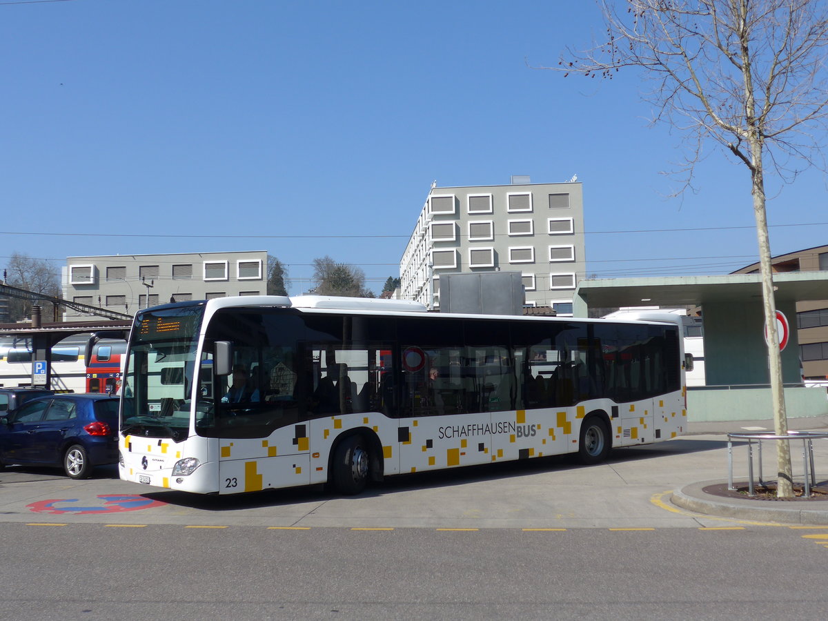 (169'293) - SB Schaffhausen - Nr. 23/SH 54'323 - Mercedes am 19. Mrz 2016 beim Bahnhof Schaffhausen