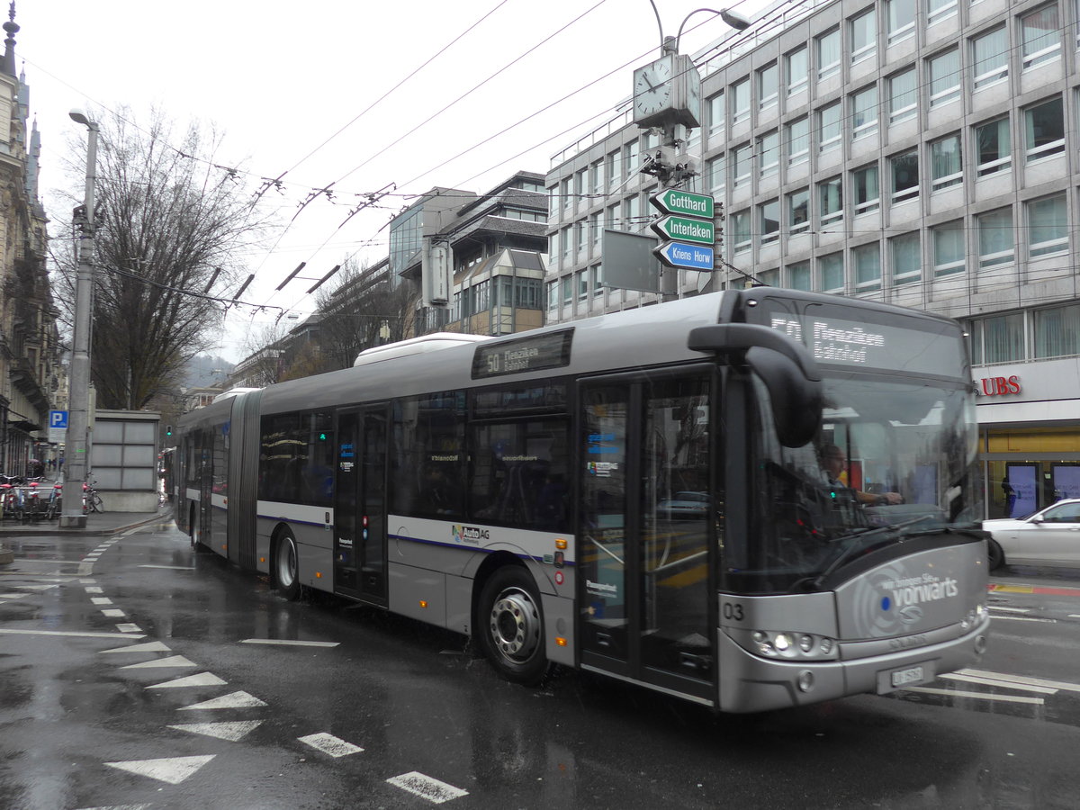 (169'467) - AAGR Rothenburg - Nr. 3/LU 15'761 - Solaris am 25. Mrz 2016 beim Bahnhof Luzern