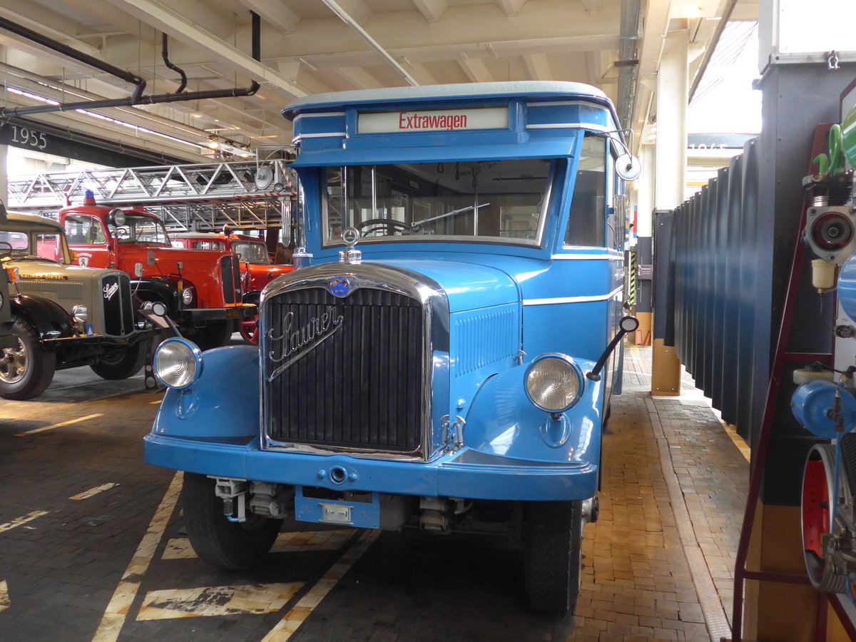 (169'699) - Oldtimer Club Saurer, Arbon - Nr. 45 - Saurer/Tschr (ex VBZ Zrich Nr. 45; ex Firma in Spreitenbach; ex VBZ Zrich Nr. 245; ex VBZ Zrich Nr. 45) am 2. April 2016 in Arbon, Saurermuseum