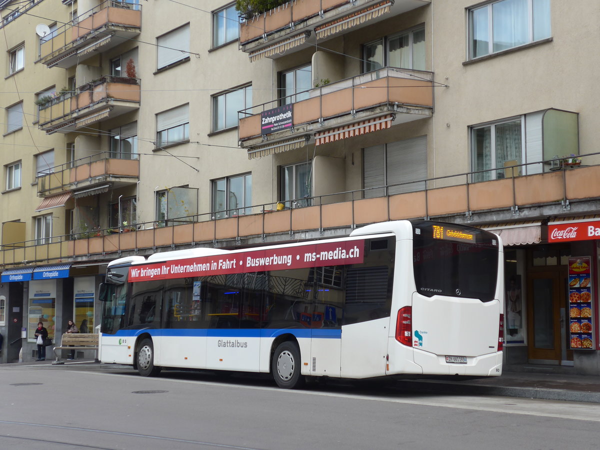 (170'002) - Welti-Furrer, Bassersdorf - Nr. 93/ZH 661'193 - Mercedes am 14. April 2016 beim Bahnhof Zrich-Oerlikon