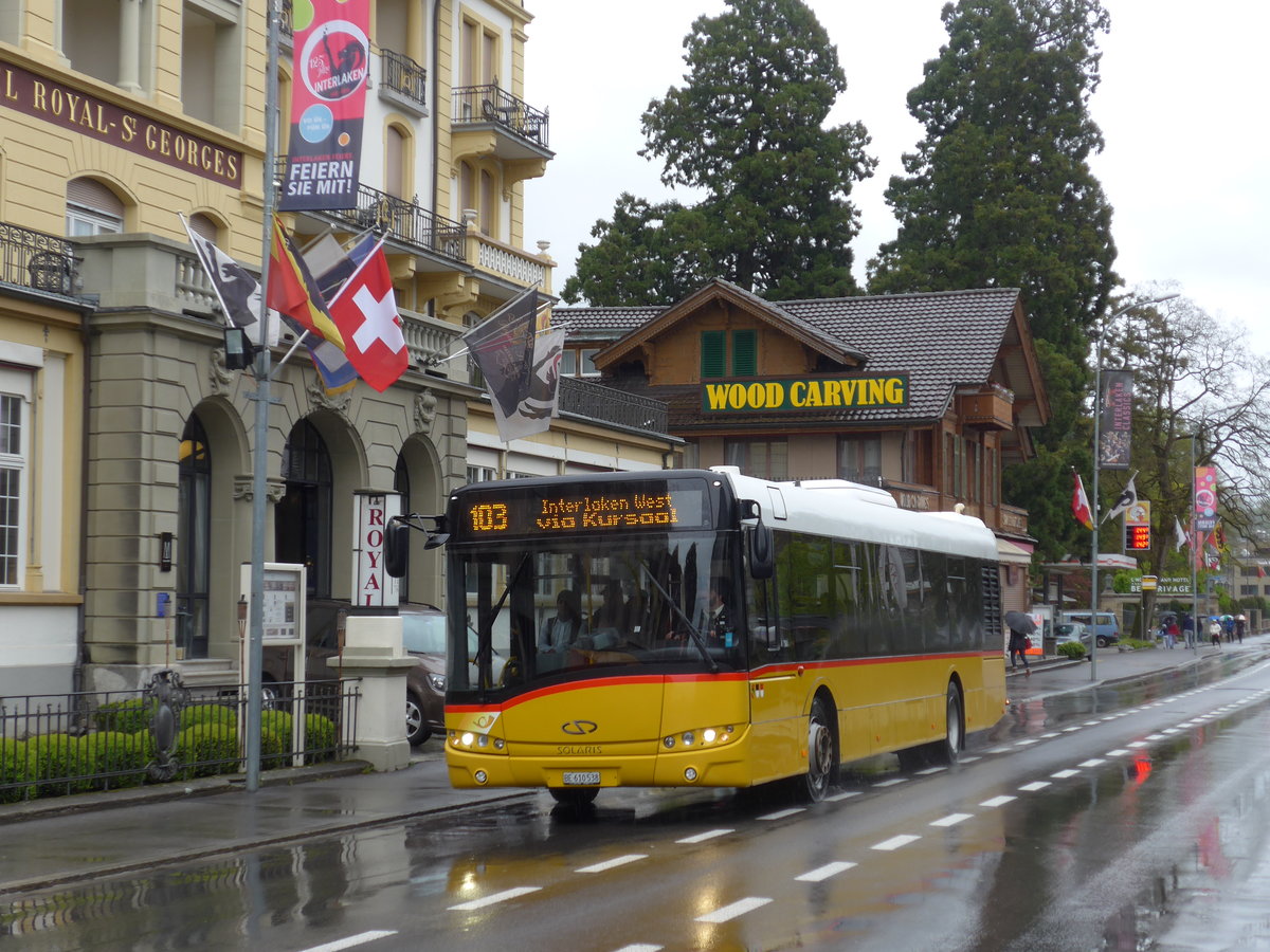 (170'329) - PostAuto Bern - BE 610'538 - Solaris am 1. Mai 2016 in Interlaken, Drei Tannen