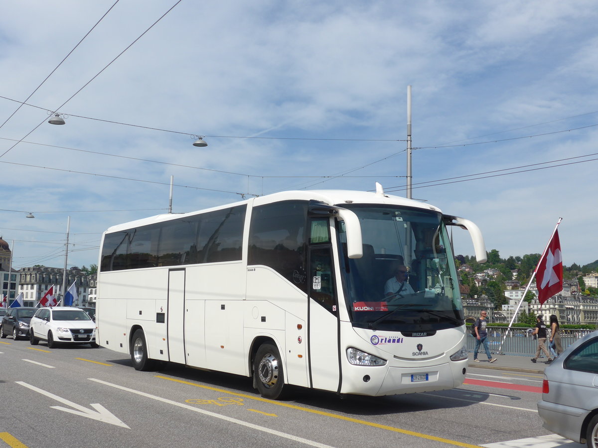 (171'383) - Aus Italien: Orlandi, Voghera - EH-436 DD - Scania/Irizar am 22. Mai 2016 in Luzern, Bahnhofbrcke