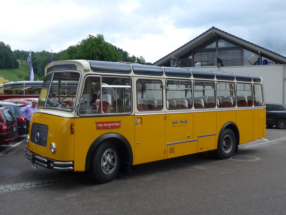 (171'632) - Streiff, Gelterkinden - AG 306'557 - Saurer/Gangloff (ex Oldie-Tours Zrisee, Wollerau; ex OTAG, Wald; ex Leibundgut, Obergoldbach; ex Krebs, Belpberg) am 4. Juni 2016 in Mhlethal, Gasthof Linde