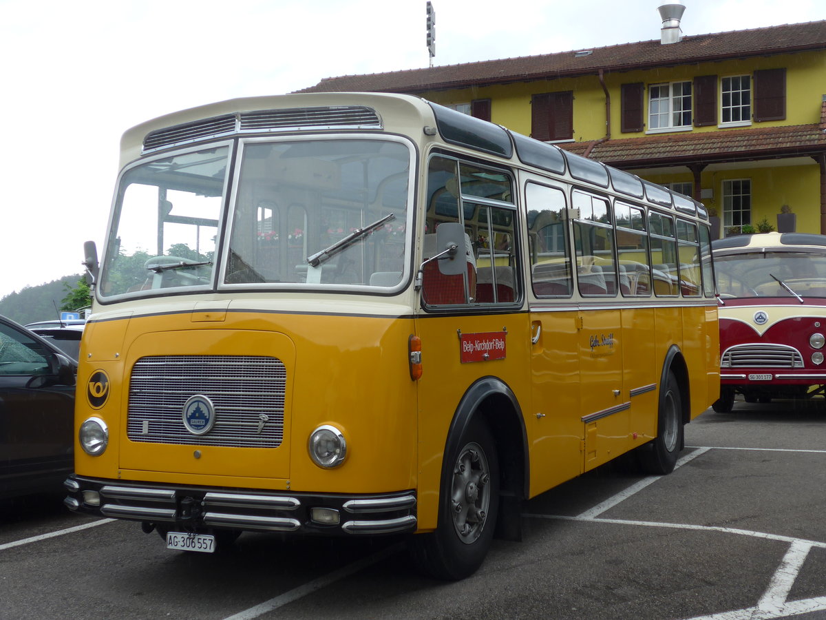 (171'636) - Streiff, Gelterkinden - AG 306'557 - Saurer/Gangloff (ex Oldie-Tours Zrisee, Wollerau; ex OTAG, Wald; ex Leibundgut, Obergoldbach; ex Krebs, Belpberg) am 4. Juni 2016 in Mhlethal, Gasthof Linde