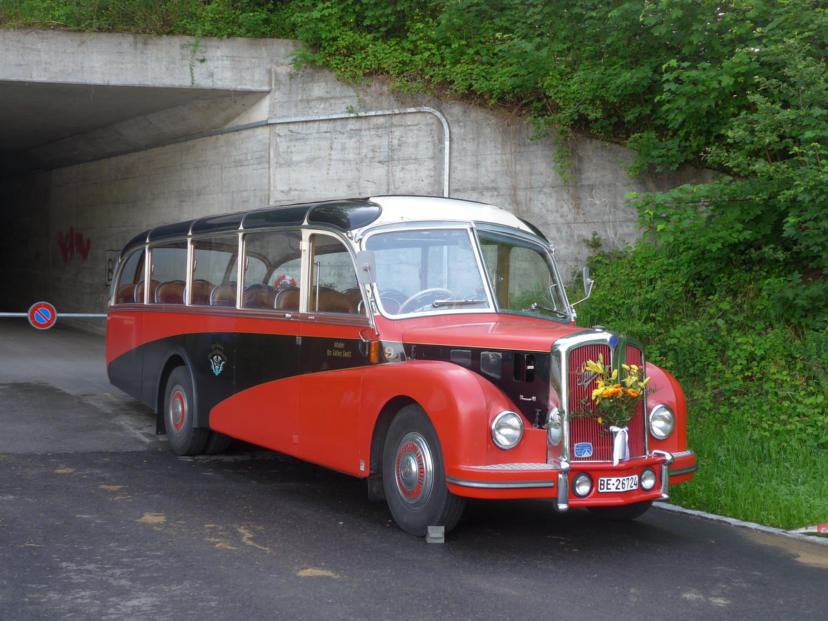 (171'709) - Gafner, Gwatt - Nr. 9/BE 26'724 - Saurer/R&J (ex ASKA Aeschi Nr. 9) am 12. Juni 2016 in Thun, Guntelsey