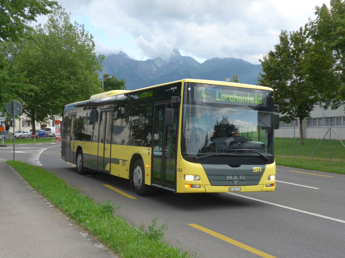 (172'767) - STI Thun - Nr. 153/BE 801'153 - MAN am 5. Juli 2016 in Thun, General-Wille-Strasse