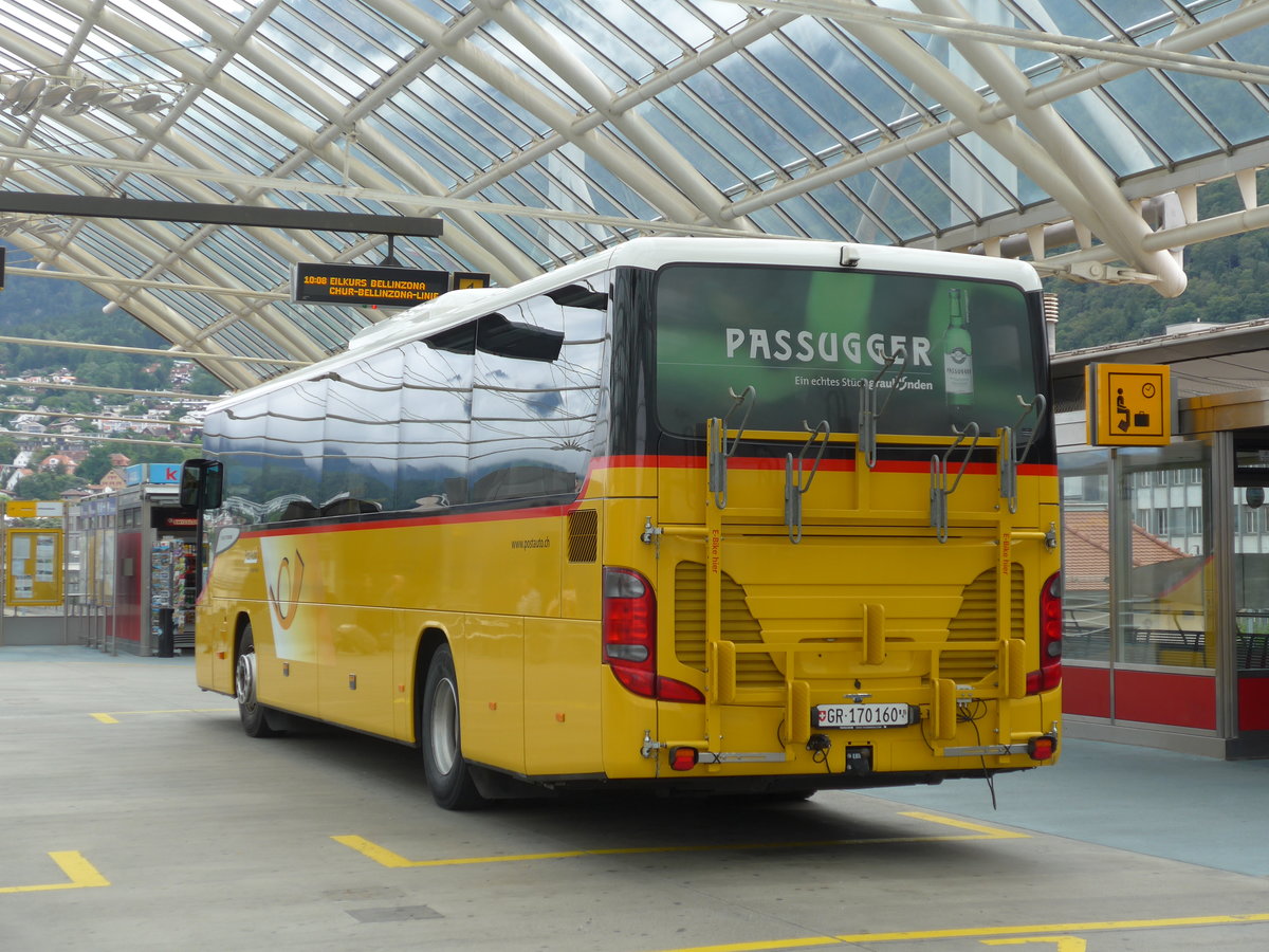 (174'139) - PostAuto Graubnden - GR 170'160 - Setra am 21. August 2016 in Chur, Postautostation