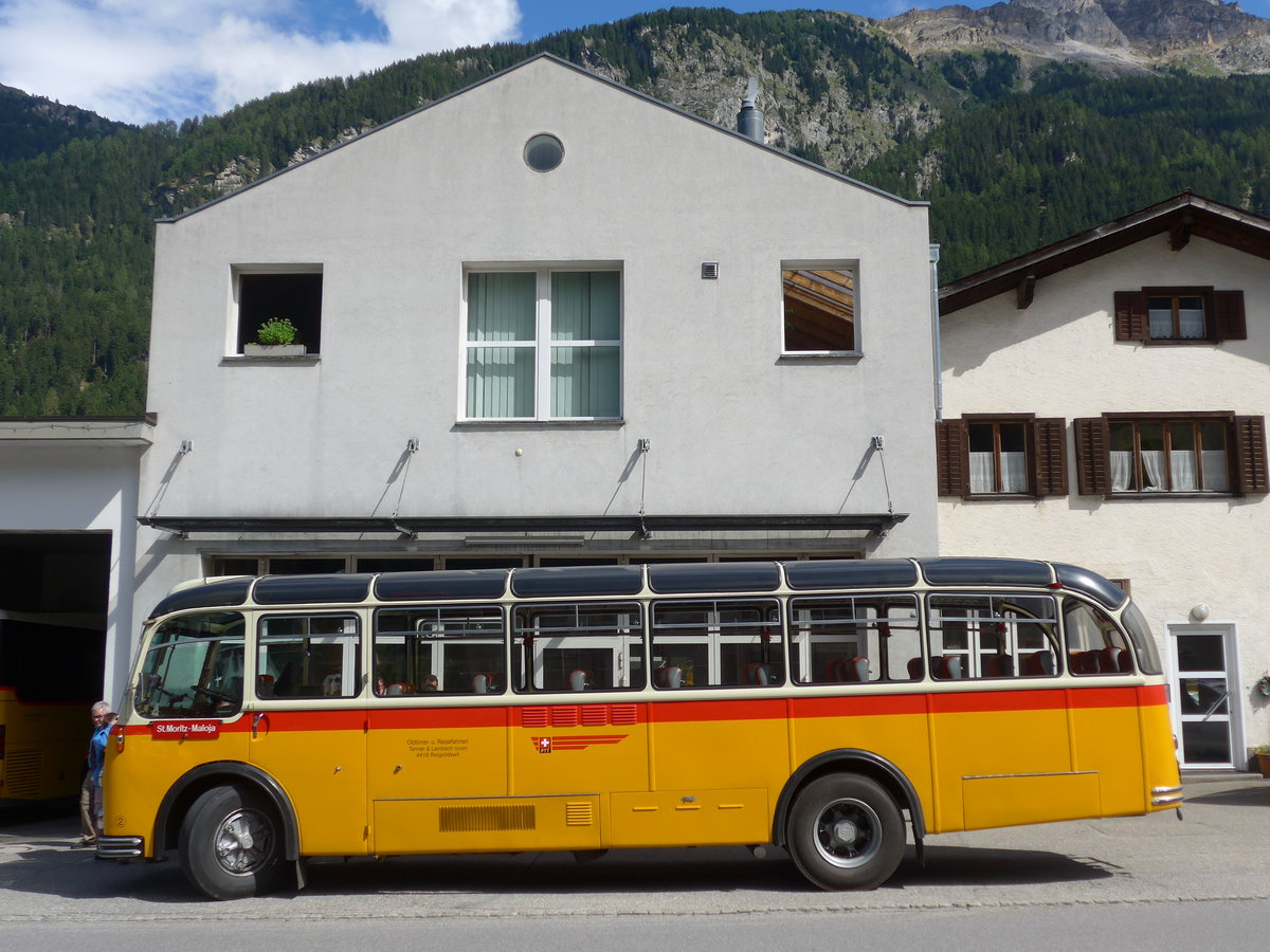 (174'245) - Tanner&Lambach, Reigoldswil - Nr. 2/BL 24'059 - FBW/R&J (ex Hunziker, Rschlikon; ex P 24'059) am 21. August 2016 in Andeer, Garage Mark