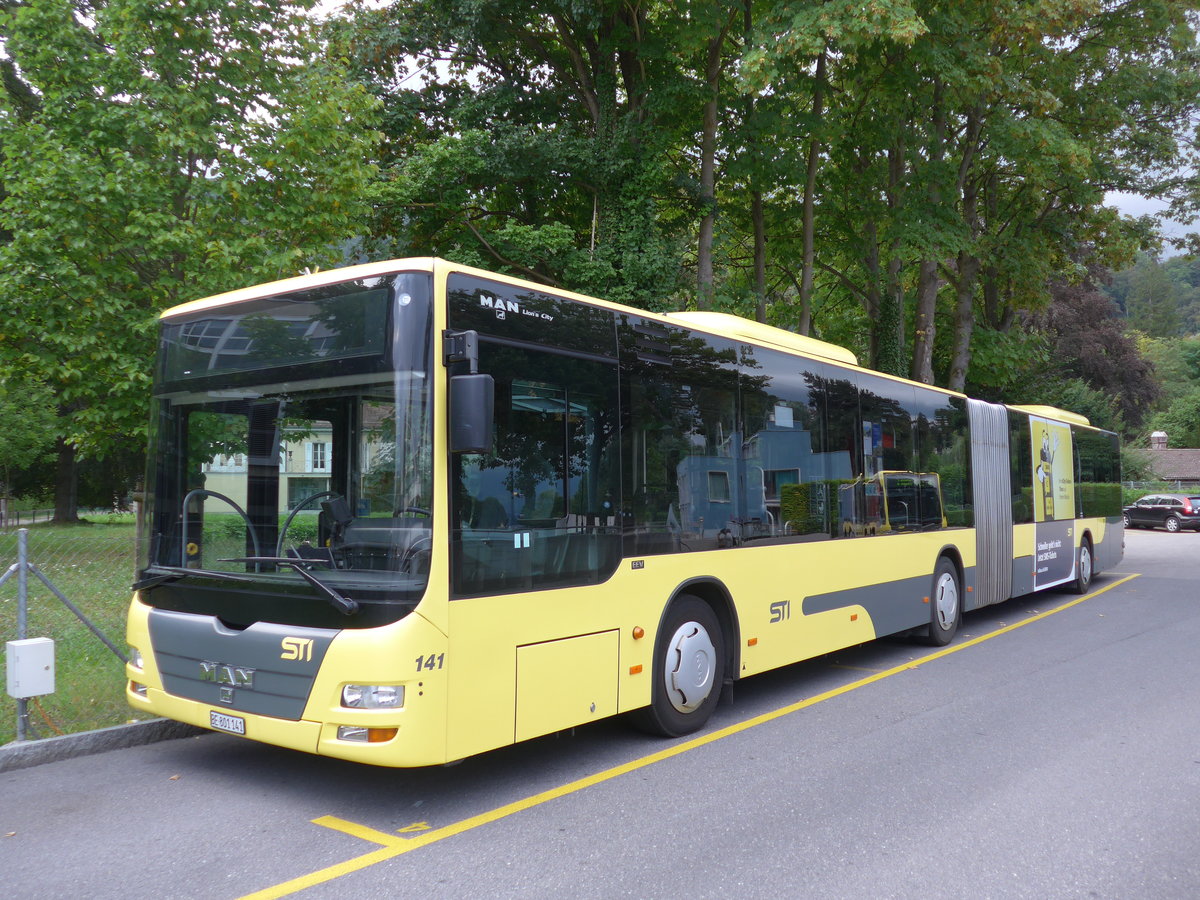 (174'424) - STI Thun - Nr. 141/BE 801'141 - MAN am 29. August 2016 bei der Schifflndte Thun