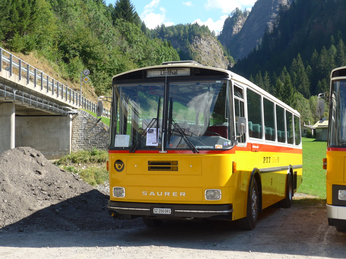 (174'675) - Inkamp, Altendorf - SZ 200'093 - Saurer/Tscher (ex Koch, Giswil; ex Selfors, Meiringen; ex P 24'236) am 10. September 2016 in Campo, Saurertreffen