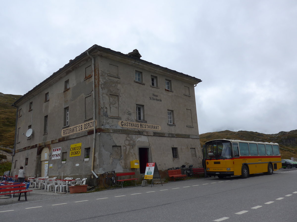 (174'966) - Mark, Andeer - GR 1866 - Saurer/R&J (ex PostAuto Graubnden; ex P 24'350) am 18. September 2016 in San Bernardino, Ospizio