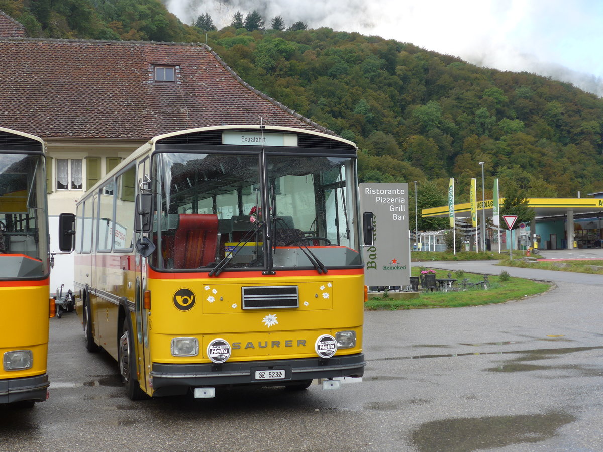 (175'318) - Fssler, Unteriberg - Nr. 6/SZ 5232 - Saurer/R&J (ex Schrch, Gutenburg Nr. 6; ex P 24'358) am 2. Oktober 2016 in Oensingen, Bad Klus