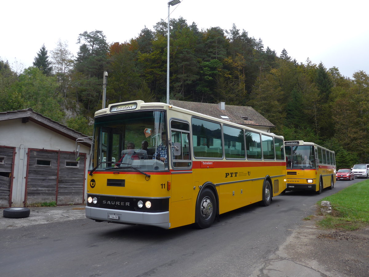 (175'357) - Aebi, Koppigen - Nr. 11/BE 144'361 - Saurer/Lauber (ex Leuenberger, Kirchberg; ex Niederer, Filzbach Nr. 11) am 2. Oktober 2016 in Schelten, Restaurant Scheltenmhle