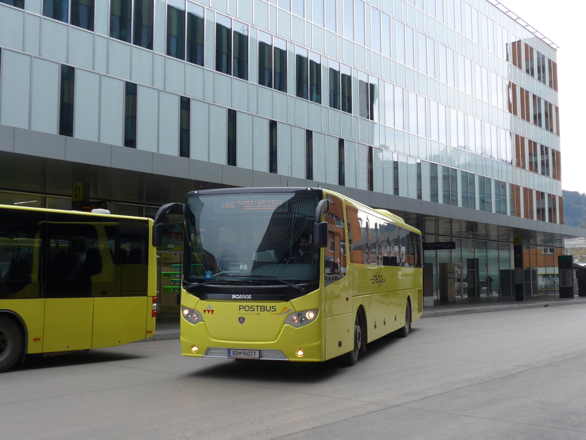 (176'132) - PostBus - BD 14'077 - Scania am 21. Oktober 2016 beim Bahnhof Innsbruck