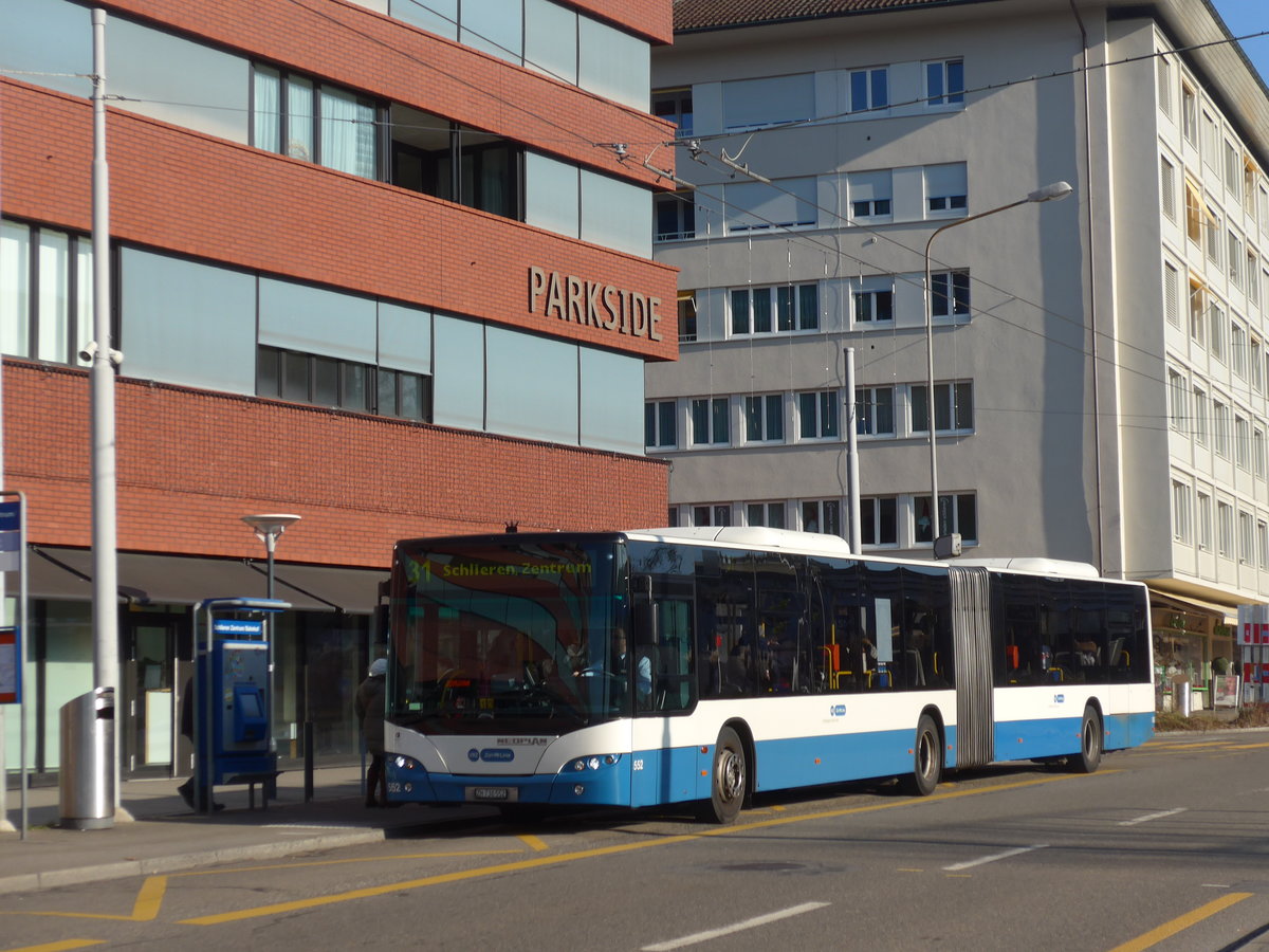 (176'948) - VBZ Zrich - Nr. 552/ZH 730'552 - Neoplan am 6. Dezember 2016 in Schlieren, Zentrum/Bahnhof