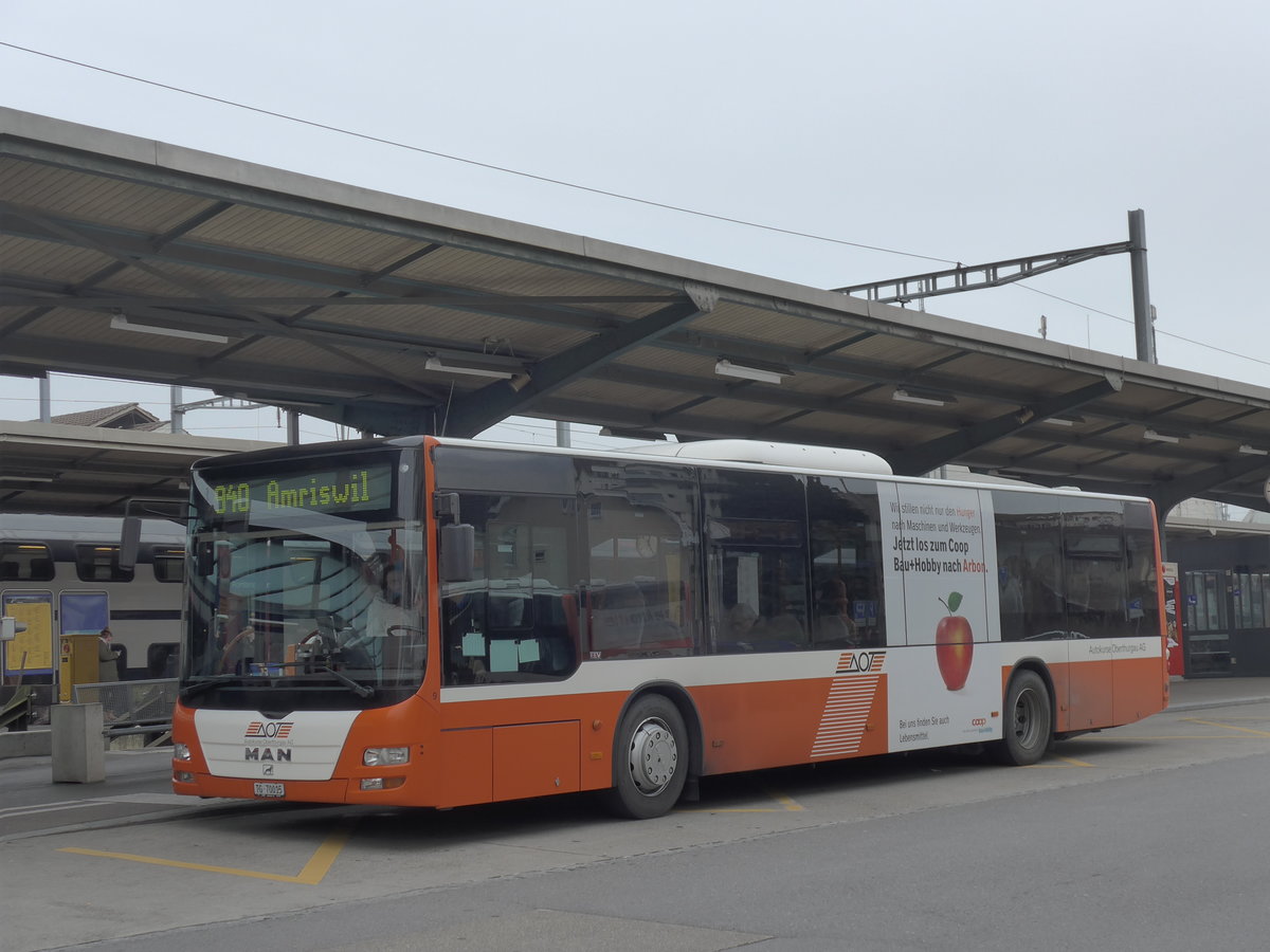 (177'027) - AOT Amriswil - Nr. 9/TG 70'015 - MAN am 7. Dezember 2016 beim Bahnhof Romanshorn