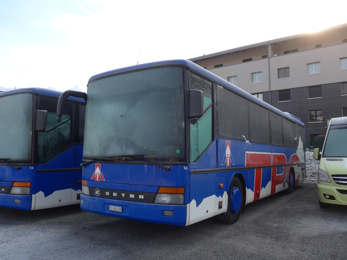 (177'574) - TPC Aigle - Nr. 14/VS 324'539 - Setra (ex Nr. 7; ex AOMC Aigle Nr. 7) am 2. Januar 2017 in Monthey, Garage