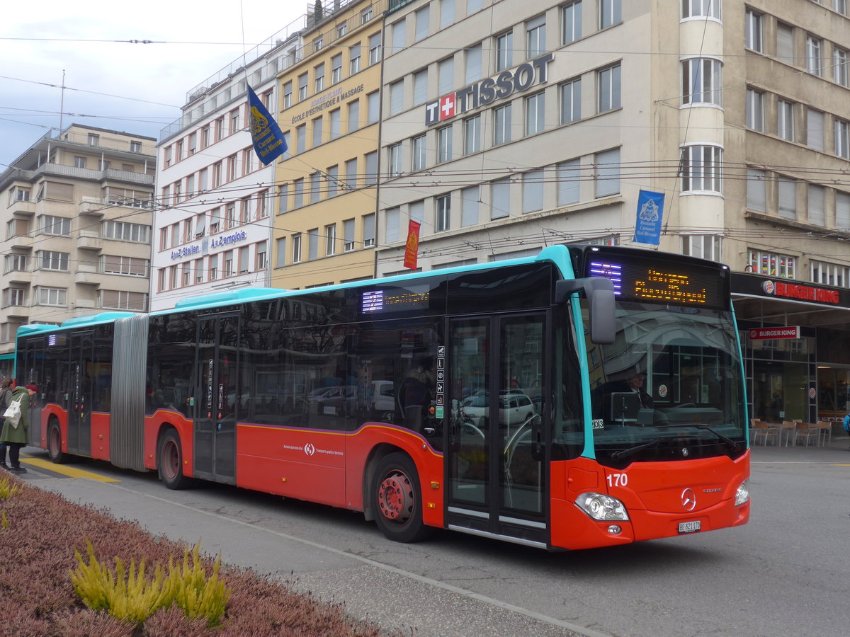 (178'778) - VB Biel - Nr. 170/BE 821'170 - Mercedes am 4. Mrz 2017 beim Bahnhof Biel