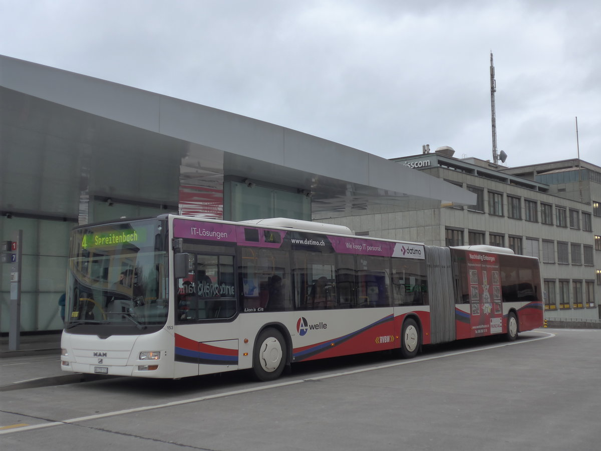 (178'998) - RVBW Wettingen - Nr. 153/AG 228'163 - MAN am 20. Mrz 2017 beim Bahnhof Baden