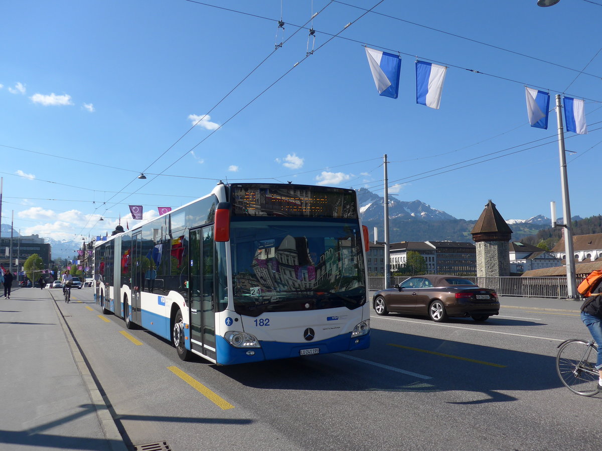 (179'453) - VBL Luzern - Nr. 182/LU 241'195 - Mercedes am 10. April 2017 in Luzern, Bahnhofbrcke