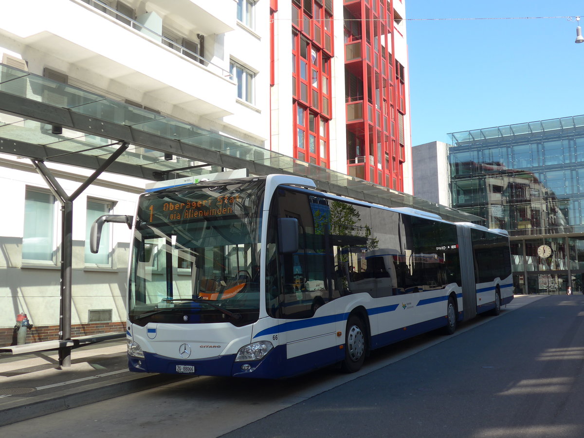 (179'475) - ZVB Zug - Nr. 66/ZG 88'066 - Mercedes am 10. April 2017 beim Bahnhof Zug