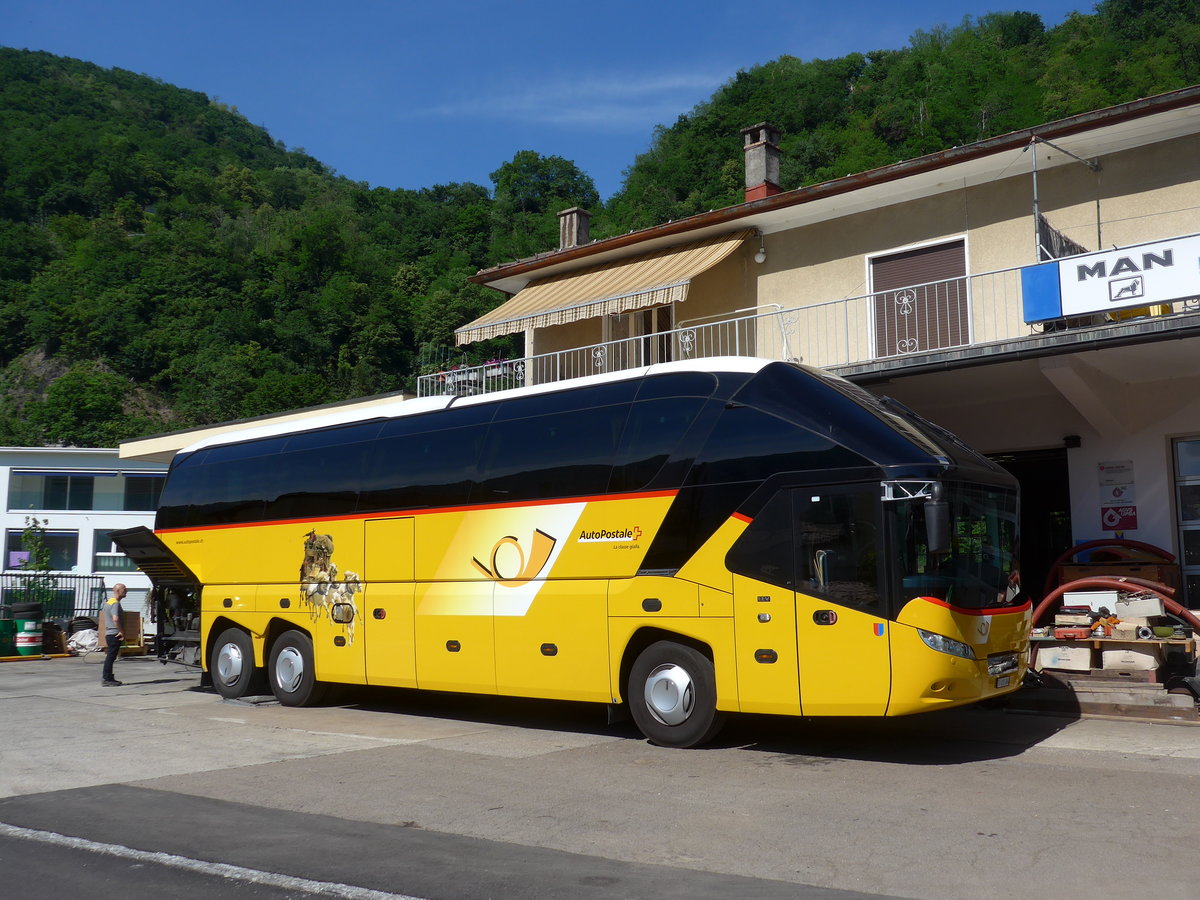 (180'610) - AutoPostale Ticino - TI 215'384 - Neoplan am 23. Mai 2017 in Maroggia, Garage Merzaghi