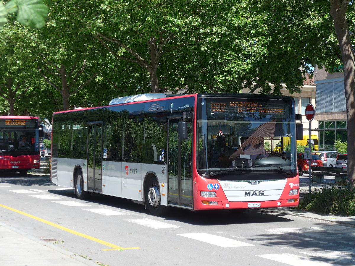 (181'204) - TRAVYS Yverdon - Nr. 115/VD 587'547 - MAN am 18. Juni 2017 beim Bahnhof Yverdon