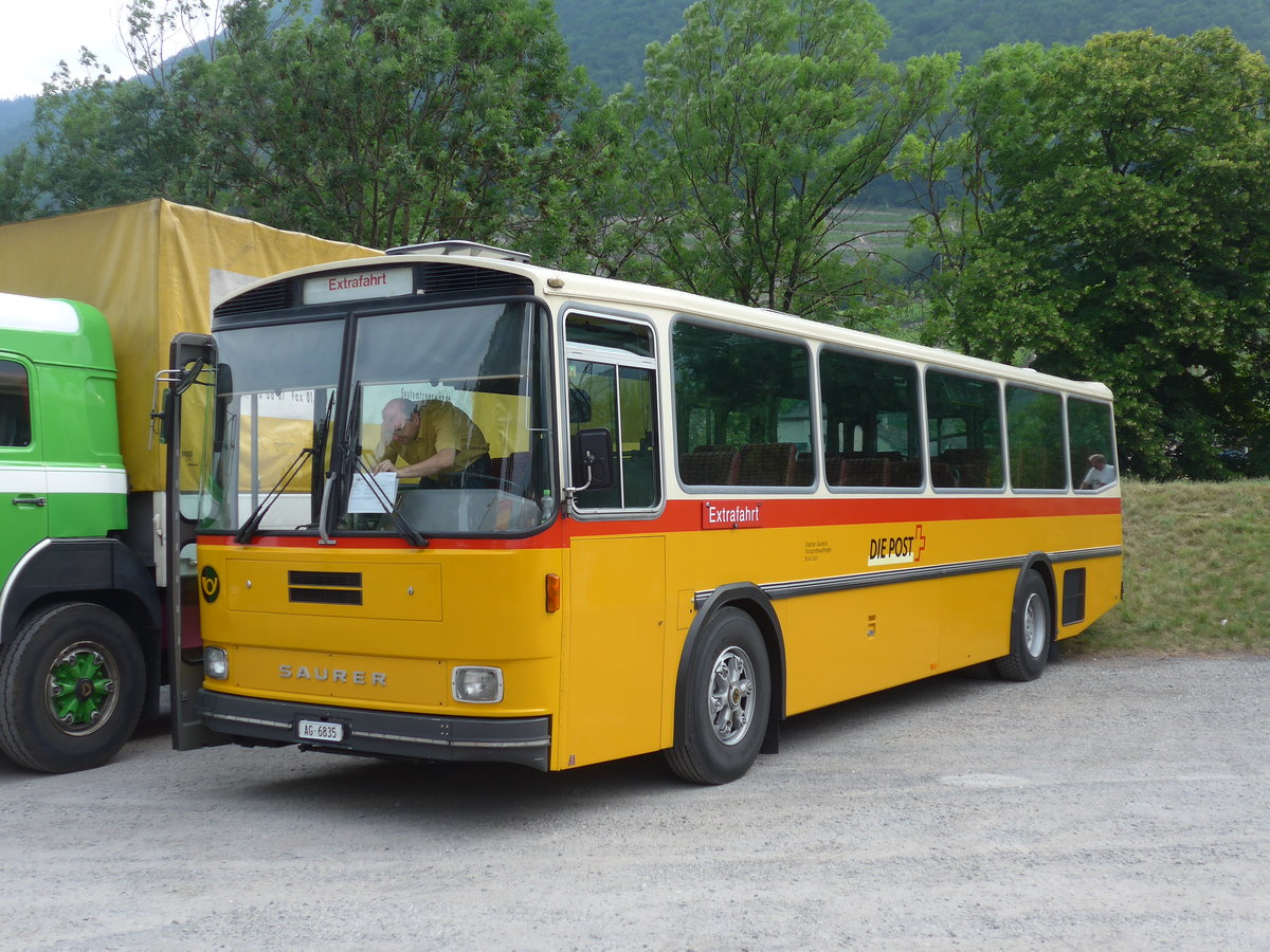 (181'242) - Gautschi, Suhr - AG 6835 - Saurer/Tscher (ex Ltscher, Neuheim Nr. 200; ex Cartek, Regensdorf; ex P 25'822) am 24. Juni 2017 in Aigle, Saurertreffen