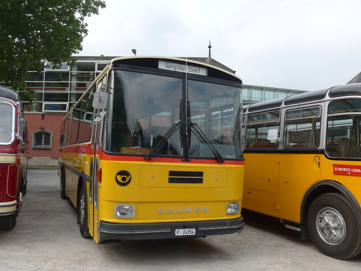 (181'252) - Riviera Carburant Lavage, St-Lgier -  P 24'354  - Saurer/R&J (ex Fischer, D-Weilheim; ex ZVB Zug Nr. 141; ex ZVB Zug Nr. 41; ex P 24'354) am 24. Juni 2017 in Aigle, Saurertreffen