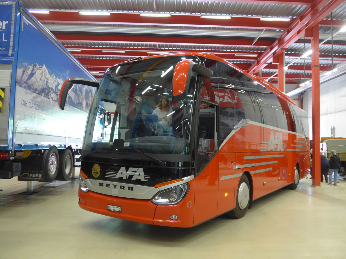 (181'718) - AFA Adelboden - Nr. 15/BE 26'702 - Setra am 1. Juli 2017 in Frutigen, Garage