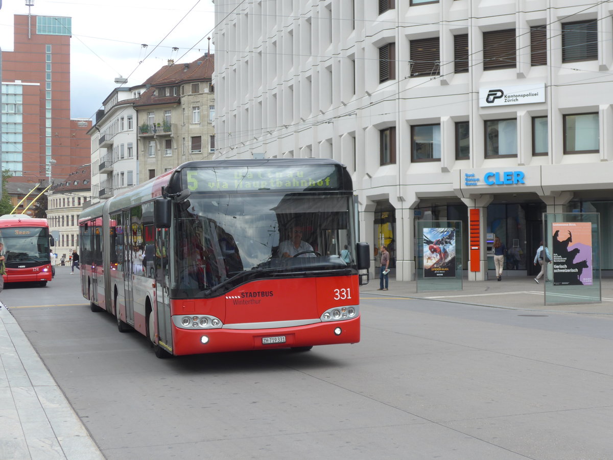 (182'027) - SW Winterthur - Nr. 331/ZH 719'331 - Solaris am 10. Juli 2017 beim Hauptbahnhof Winterthur