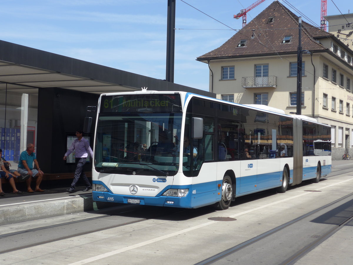 (182'630) - VBZ Z�rich - Nr. 415/ZH 745'415 - Mercedes am 3. August 2017 beim Bahnhof Z�rich-Oerlikon