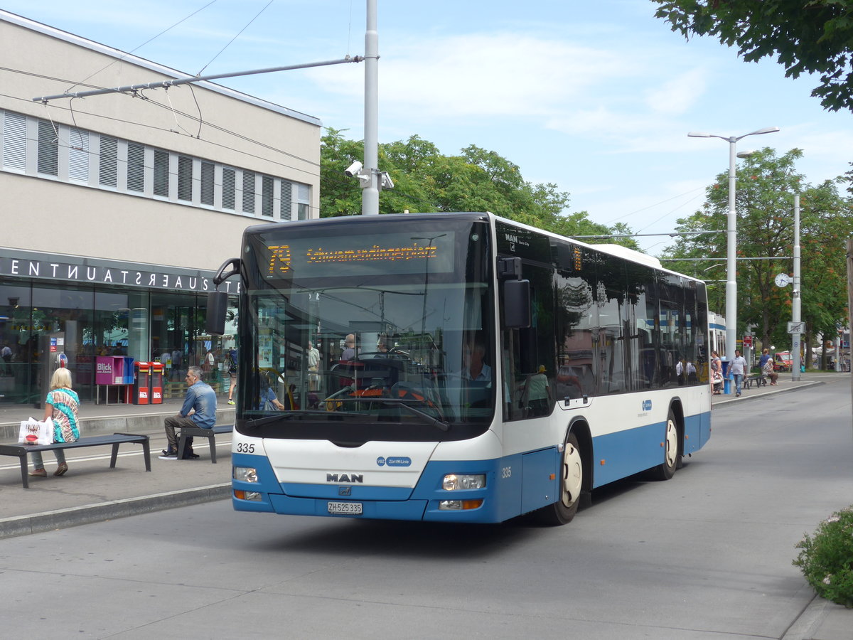 (182'662) - VBZ Zrich - Nr. 335/ZH 525'335 - MAN/Gppel am 3. August 2017 in Zrich, Schwamendingerplatz