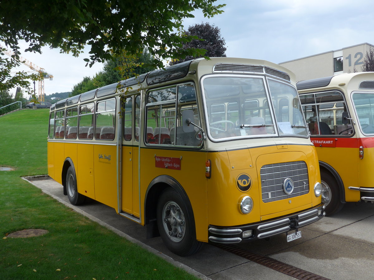 (184'341) - Streiff, Gelterkinden - AG 306'557 - Saurer/Gangloff (ex Oldie-Tours Zrisee, Wollerau; ex OTAG, Wald; ex Leibundgut, Obergoldbach; ex Krebs, Belpberg) am 26. August 2017 in Oberkirch, CAMPUS Sursee