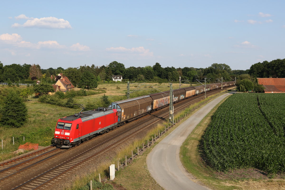 185 064 nordwrts fahrend am 26. Juni 2020 bei Langwedel/Niedersachsen.