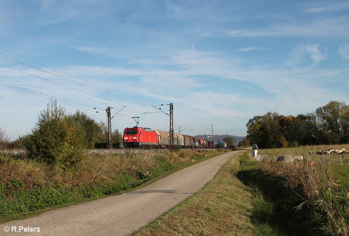 185 286-2 zieht bei Pölling ein gemischten Güterzug nach Nürnberg 17.10.24