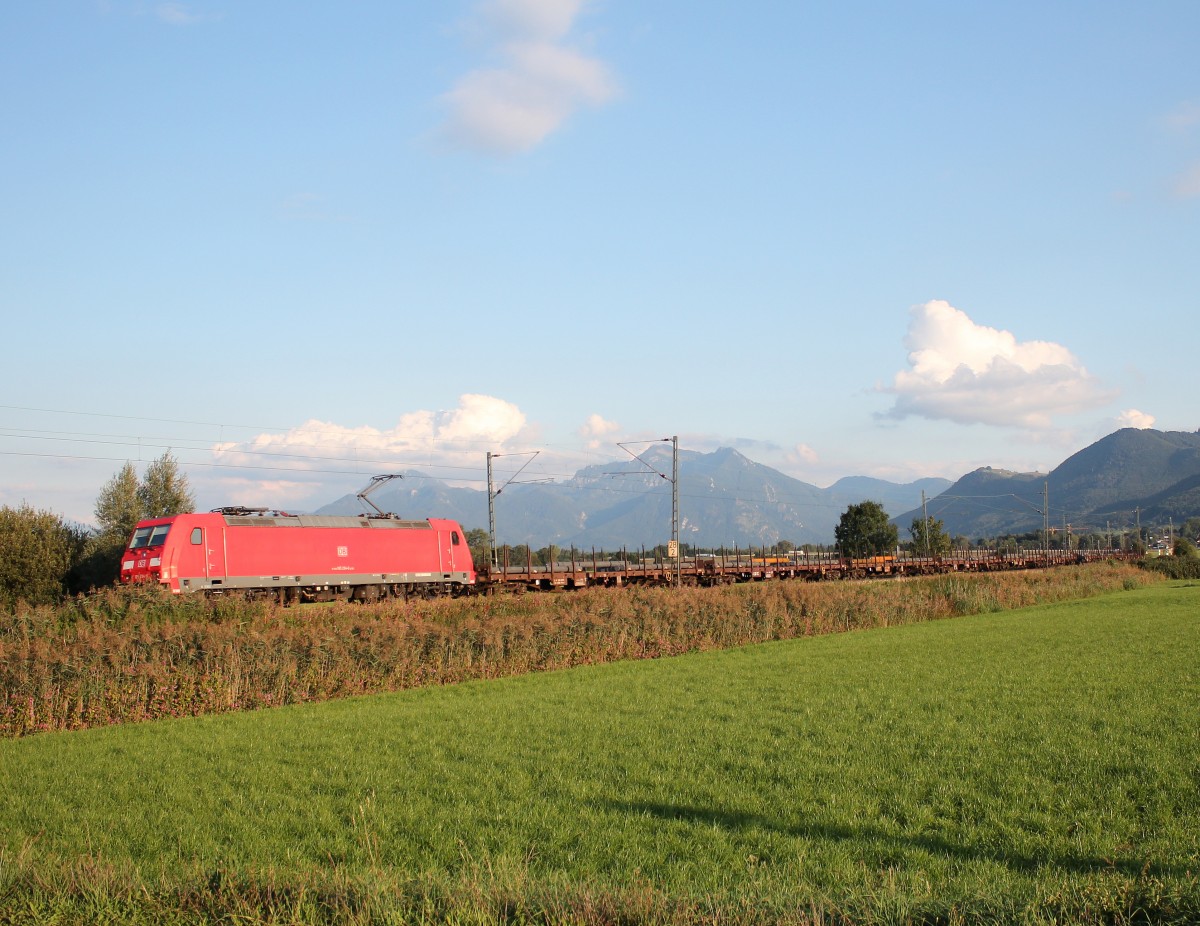 185 294-5 mit einem Stahlzug am 9. September 2015 bei Weisham.