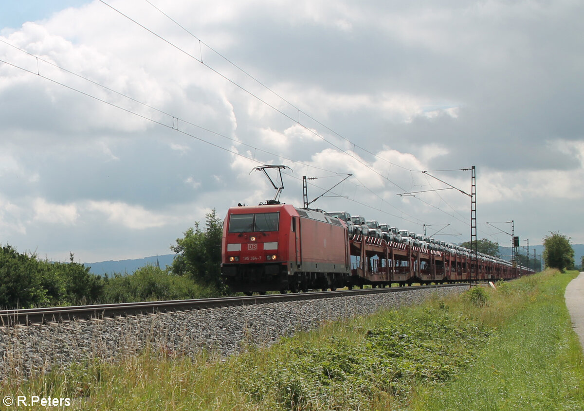 185 364-7 zieht den Roverzug aus Hegyeshalom - Aachen West bei Pölling. 13.07.24