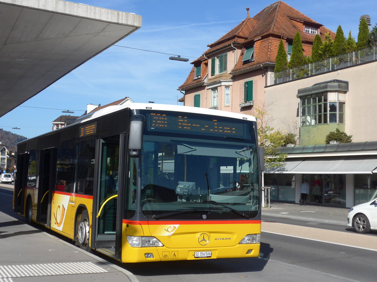 (185'929) - PostAuto Ostschweiz - SG 356'506 - Mercedes (ex Schmidt, Oberbren) am 19. Oktober 2017 beim Bahnhof Wattwil