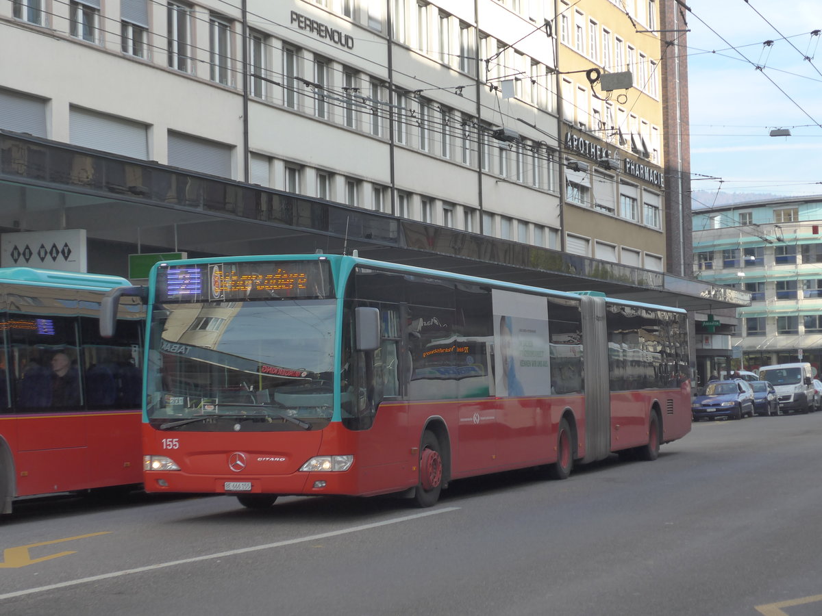 (185'998) - VB Biel - Nr. 155/BE 666'155 - Mercedes am 21. Oktober 2017 beim Bahnhof Biel