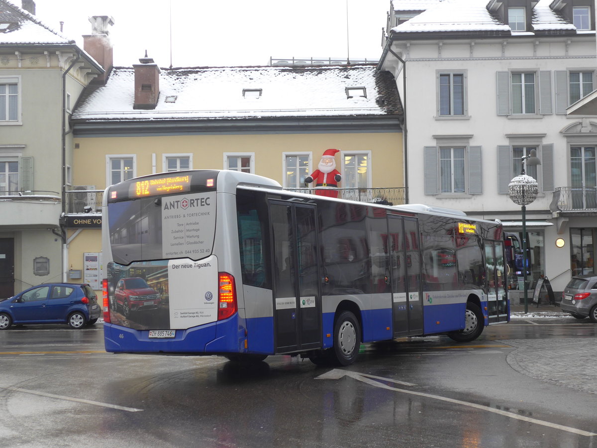 (186'863) - VZO Grningen - Nr. 46/ZH 885'746 - Mercedes am 9. Dezember 2017 beim Bahnhof Uster