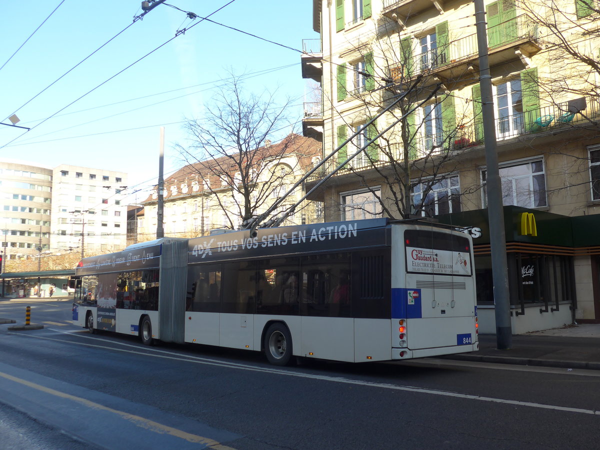 (187'159) - TL Lausanne - Nr. 844 - Hess/Hess Gelenktrolleybus am 23. Dezember 2017 in Lausanne, Chauderon