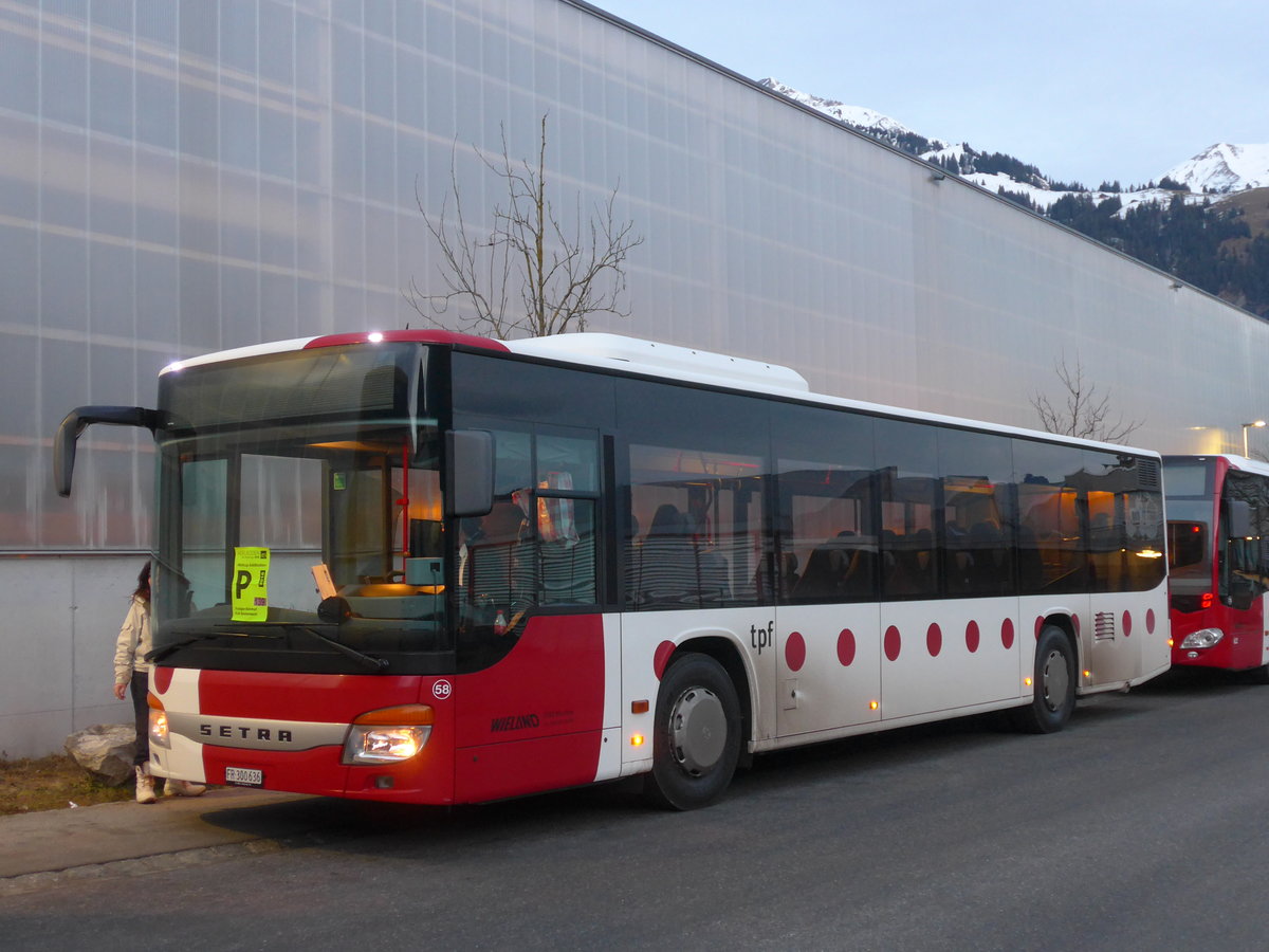 (187'670) - Wieland, Murten - Nr. 58/FR 300'636 - Setra am 7. Januar 2018 beim Bahnhof Frutigen 