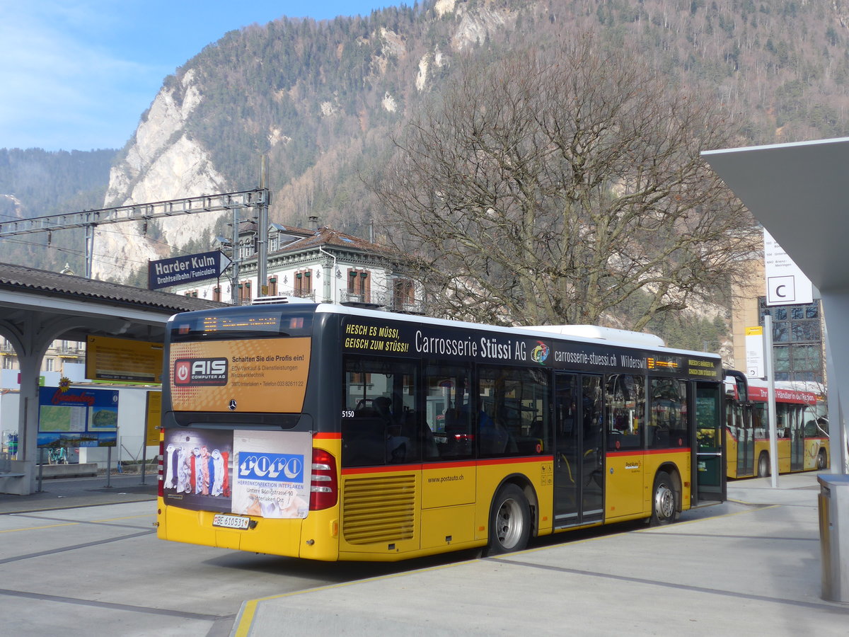 (187'891) - PostAuto Bern - BE 610'531 - Mercedes am 8. Januar 2018 beim Bahnhof Interlaken West