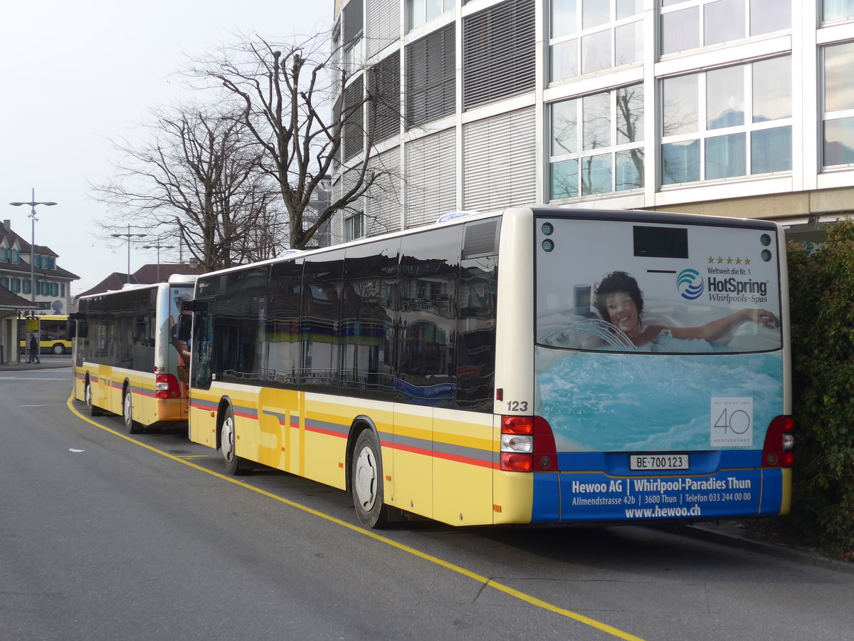 (188'279) - STI Thun - Nr. 123/BE 700'123 - MAN am 5. Februar 2018 bei der Schifflndte Thun