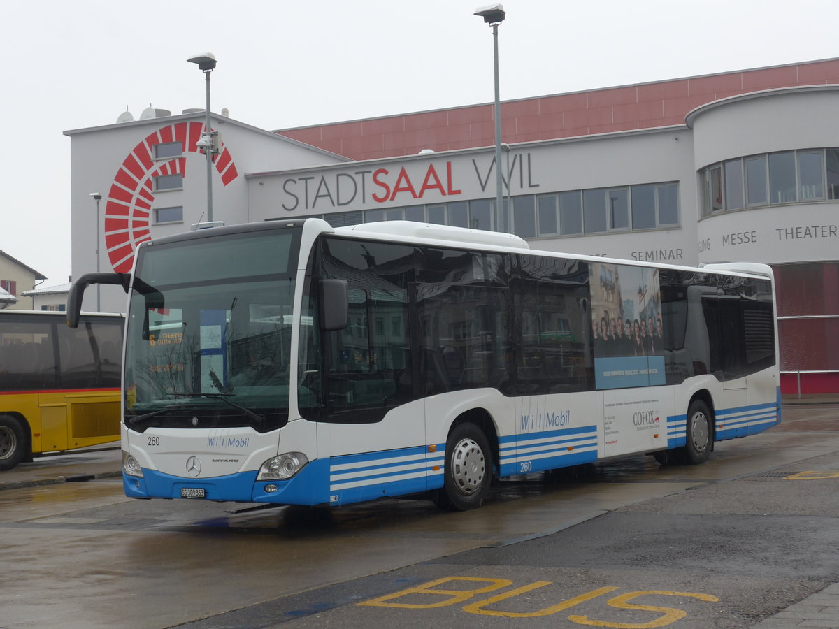 (188'284) - WilMobil, Wil - Nr. 260/SG 309'363 - Mercedes am 8. Februar 2018 beim Bahnhof Wil