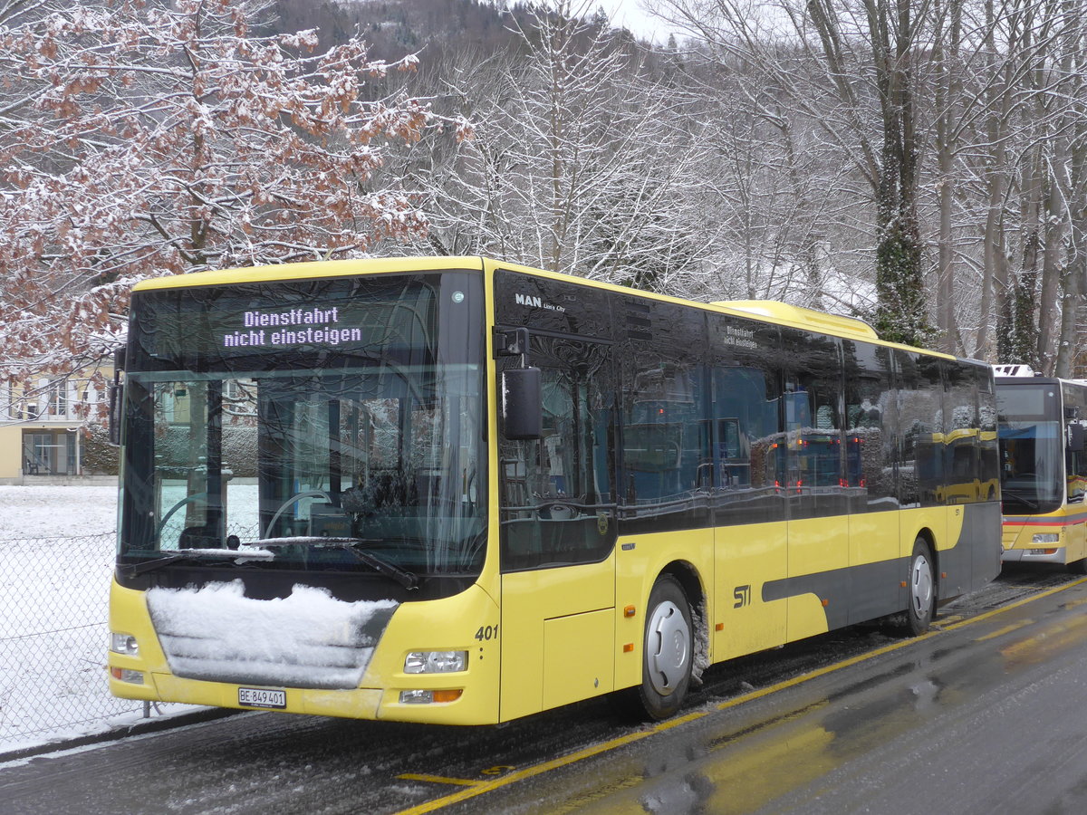 (188'450) - STI Thun - Nr. 401/BE 849'401 - MAN am 12. Februar 2018 bei der Schifflndte Thun