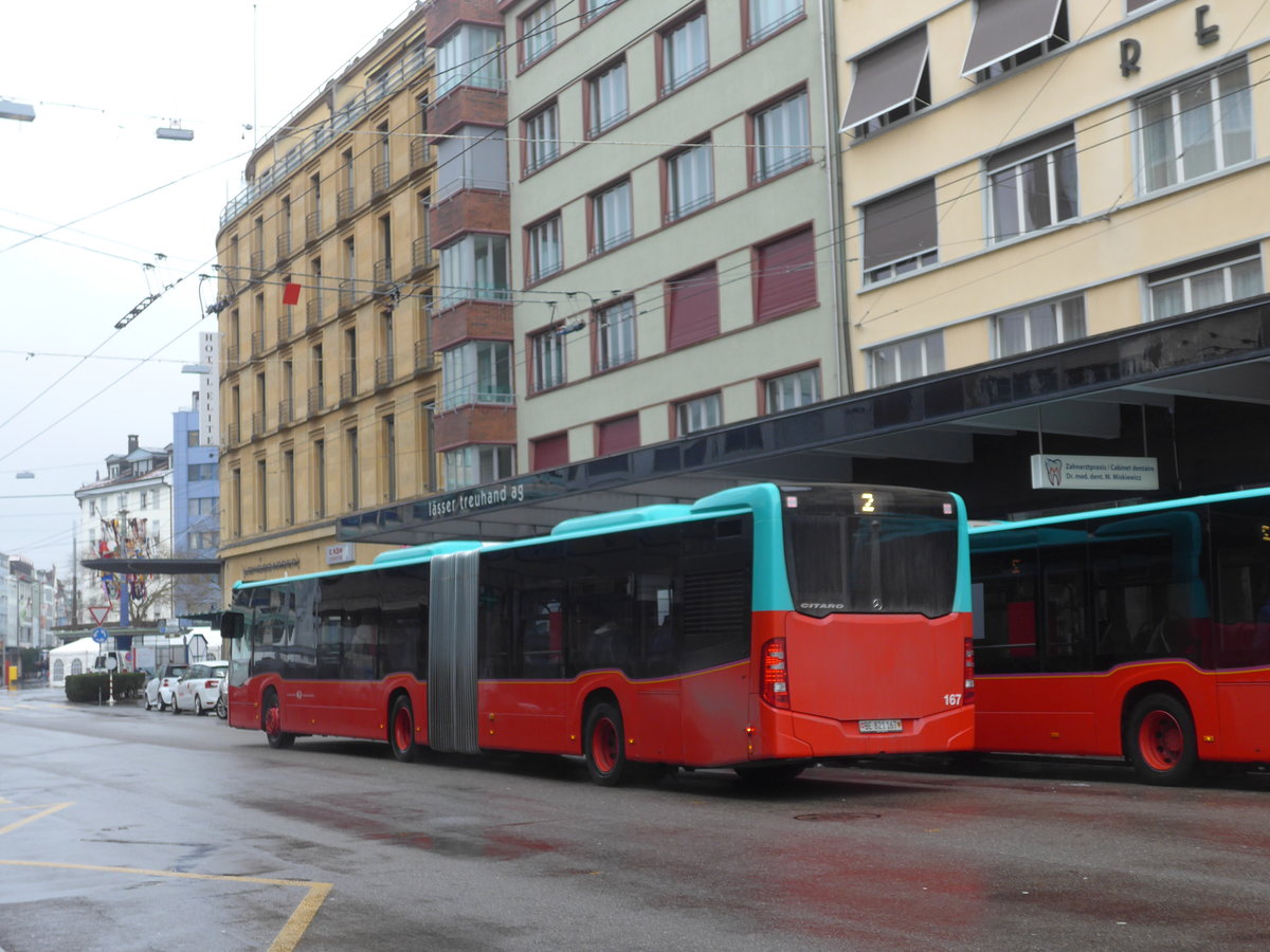 (188'694) - VB Biel - Nr. 167/BE 821'167 - Mercedes am 15. Februar 2018 beim Bahnhof Biel