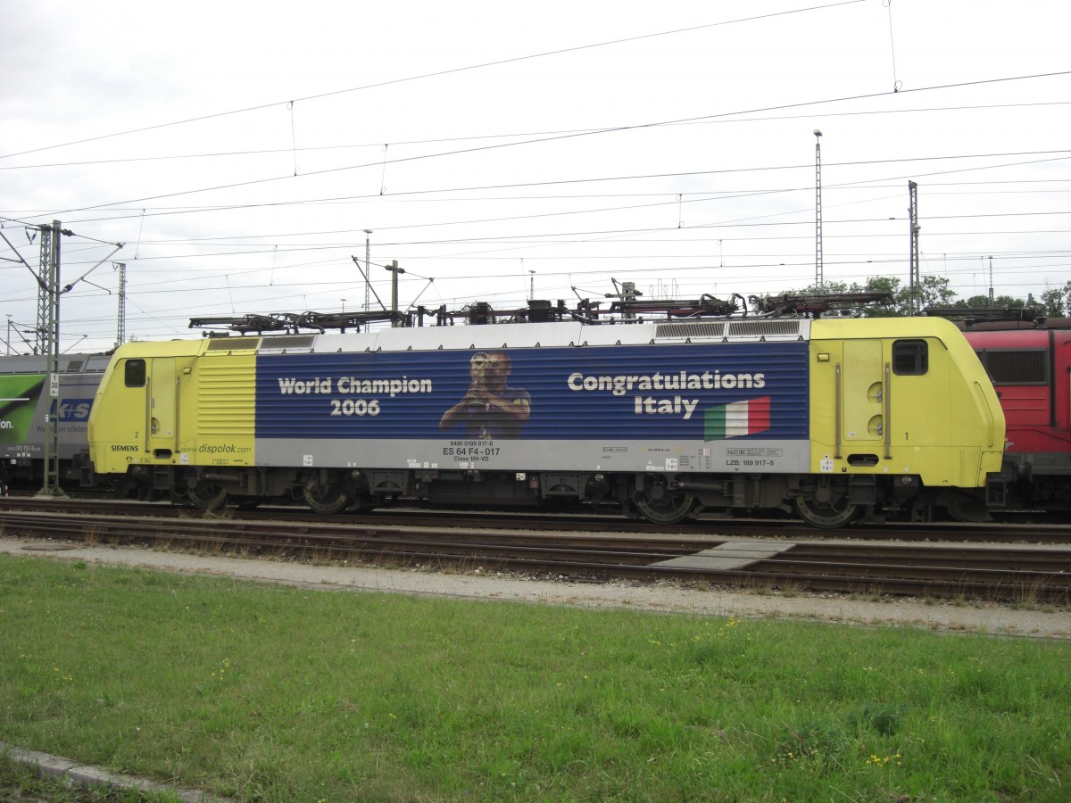 189 917-8 stand am 12. Juli 2008 im Rangierbahnhof Mnchen-Nord. 